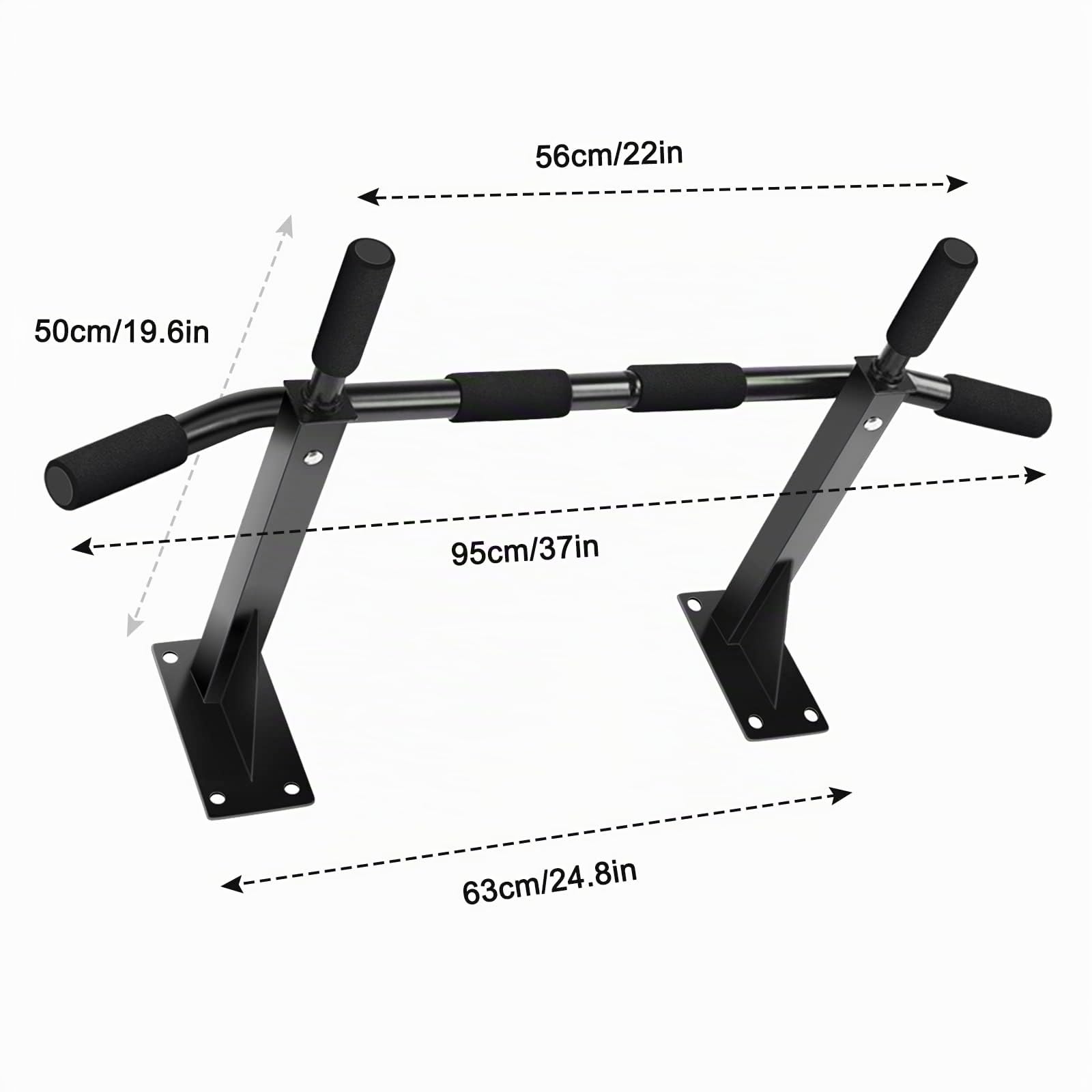 Barres de Traction Murale avec Poignées en Mousse, Barre de Traction Fitness Musculation, Fixation Mural Barre d'exercice, Pull Up Bar Workout Bracket Bar pour Maison Gym Exercices Entraînement