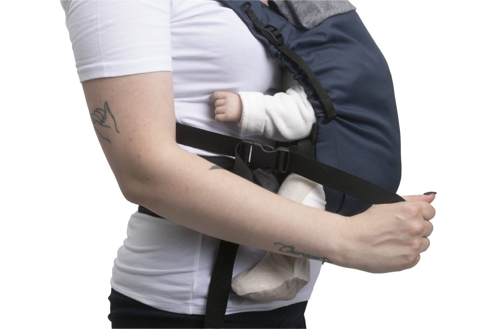 Chicco Skin Fit, Mochila Porta Bebé Ergonómica, Mochila Porteo Infantes de 0 Meses a 9 kg, Ajustable, Marsupio Infantes, Seguro para la Cadera del Bebé, Tirantes Cruzados y Acolchados, Capota, Azul