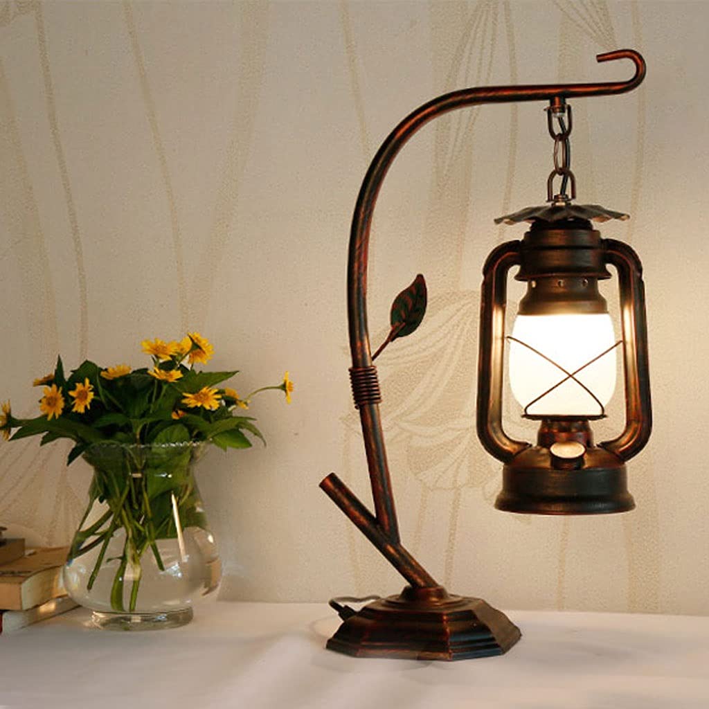Lampa nocna Kraj Retro Lampa stołowa Imitacja Czerwony Brąz Lampa Ciało Odchodzi Stary Nafta Lampa Stół Stary Klasyczny Stół Lampa nocna Sypialnia Study Bar Lampa stołowa do sypialni