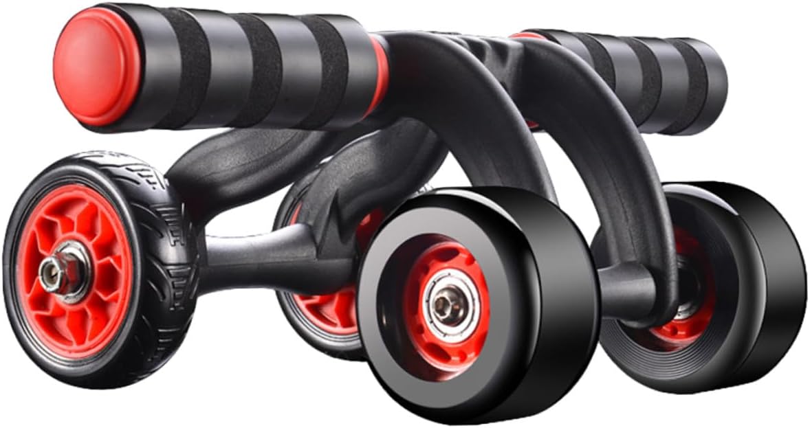 Automatic Rebound Abdominal Muscle Wheel with Quiet Four-wheel Design and Non-slip Handles Fitness Roller for Home Use with Knee Mat Lightweight Calorie Burning Exercise Device