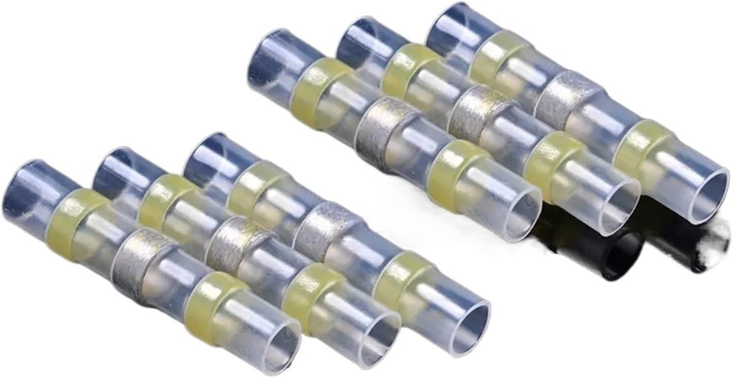 Pack of 50 Yellow AWG 12-10 Heat Shrink Solder Sleeve Terminal Insulated Waterproof Butt Wire Connectors