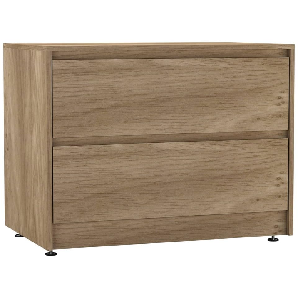URBNLIVING 2 Drawer Chest Cabinet with Adjustable Feet, Modern Engineered Wood Dresser Unit with Smooth Glide Drawers, Compact Sideboard for Bedroom, Living Room, or Hallway Storage