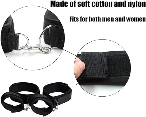 Miniatura 3 de Correas de cama Sex King - Kit de sujeción ajustable para muñeca y tobillo, cuerda de servidumbre y lazos sexuales para tobillos y muñecas, bandas