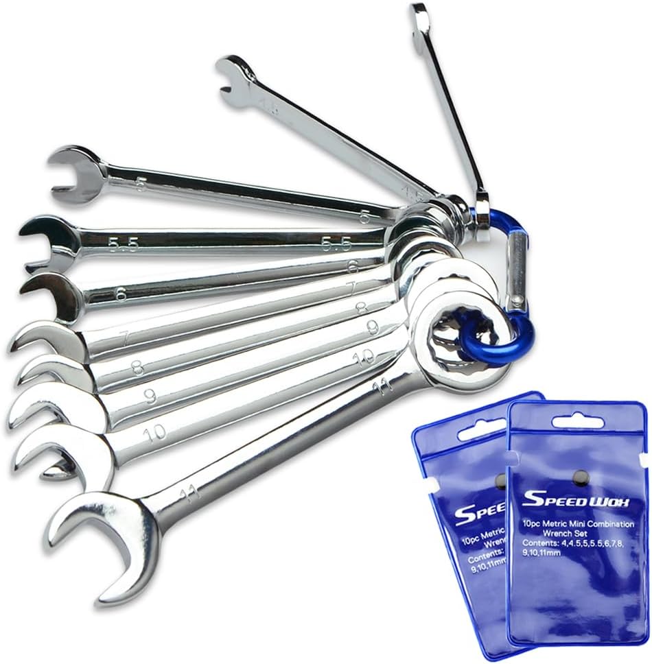 COOLHOOD 10Pcs Mini Wrench Set Open End And Box End Standard