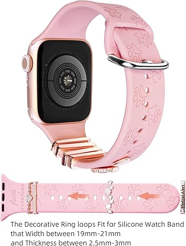 Miniatura 2 de Watch Band Charms (iWatch Band Included), Compatible with Apple Watch Band 38mm 40mm 41mm 42mm 44mm 45mm 49mm YOPICKERN Dog Paws Engraved Silicone