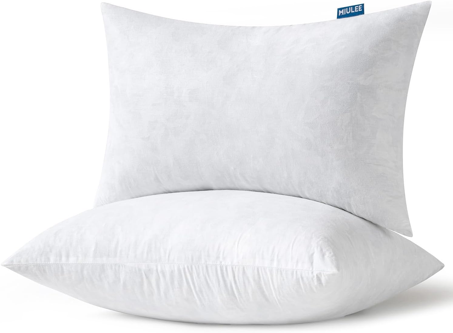 MIULEE Pillows Standard Size Set of 2, Feather Mix Polycotton with Cotton Fabric Rectangle Decorative Throw Pillows for Couch Bed Sofa