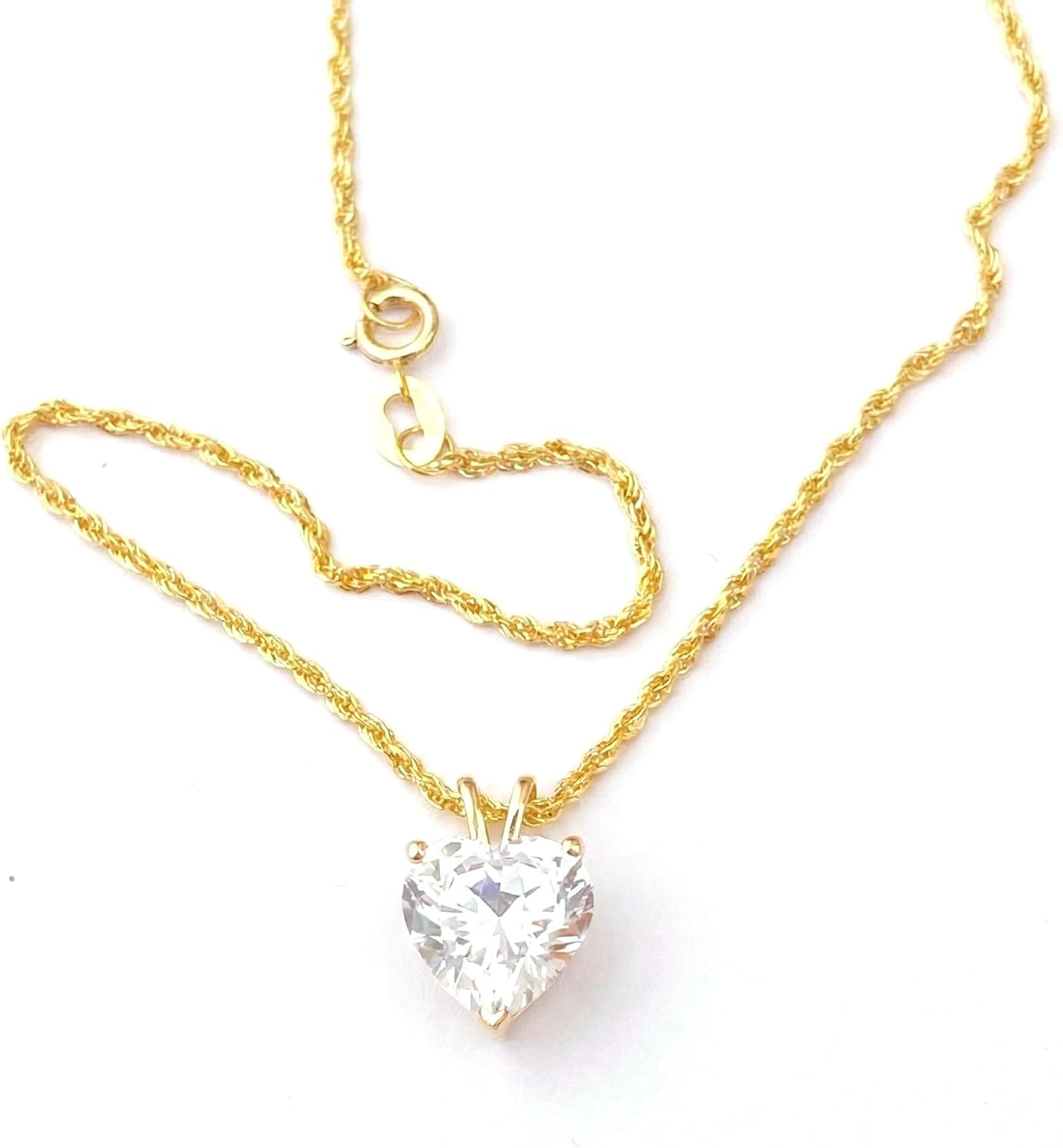 18k SOLID Gold LUXURY WOMENS DAY gift for her 8mm Diamond Necklace Pendant 1.75 carat HEART SOLITAIRE DIAMOND Heart Diamod Necklace YELLOW GOLD HANDMADE Jewellery for women Anniversary Valentines