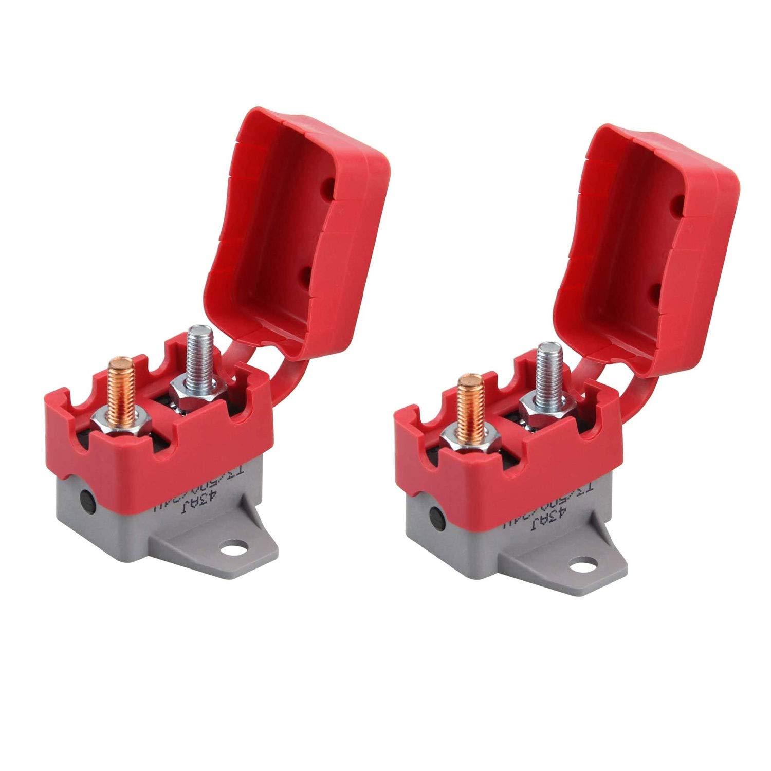 ZOOKOTO 2PCS 12V/24V Stud Bolt Type Manual Reset Circuit Breaker 40A with Cover for Marine Boat, Battery Chargers, Trucks, Buses, Electric Cars, car Engines,etc
