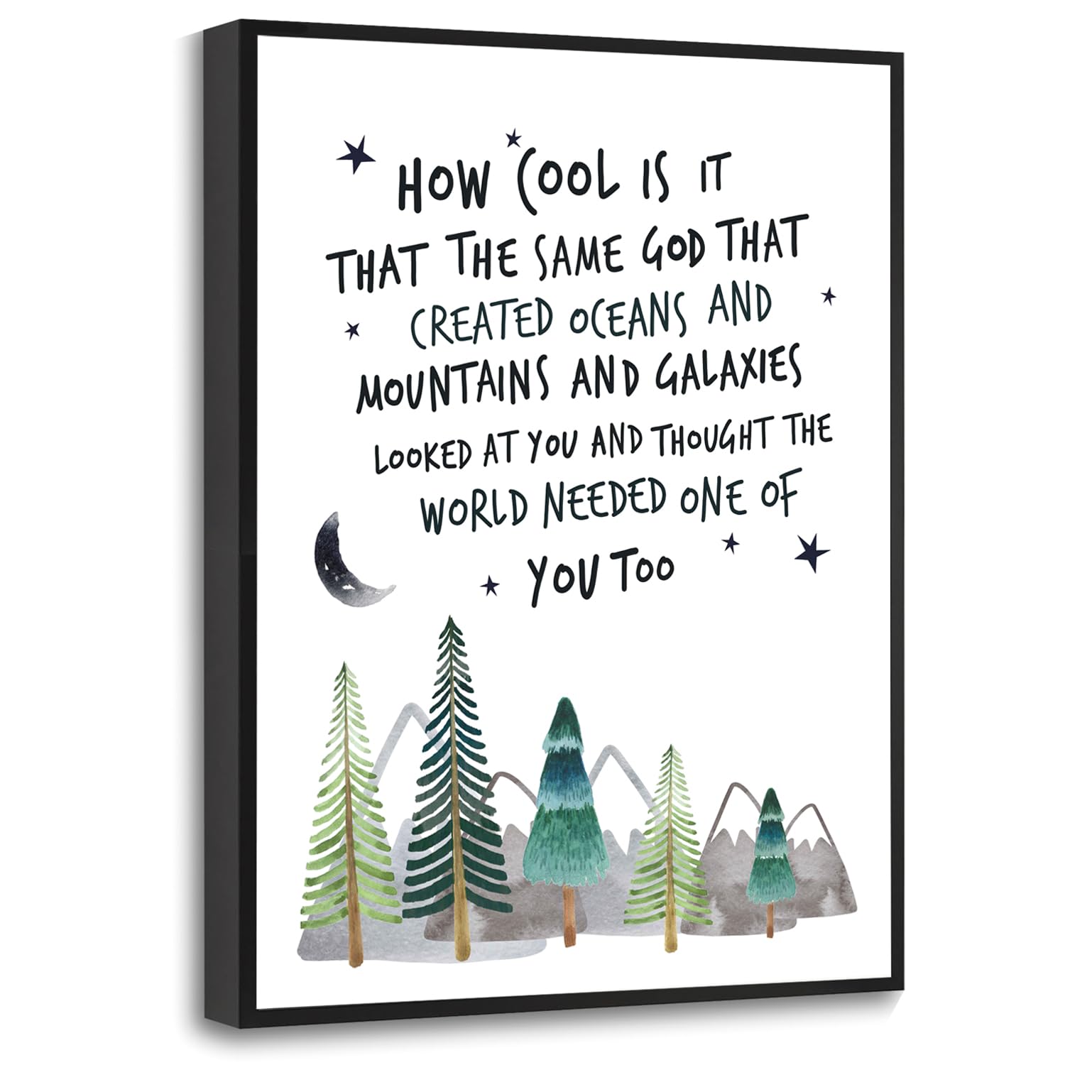 Howwii Inspirational Wall Art for Nursery Mountain Decor, Same God Creation Christian Wall Decor for Kids Room, First Communion Gift, Baptism Gifts