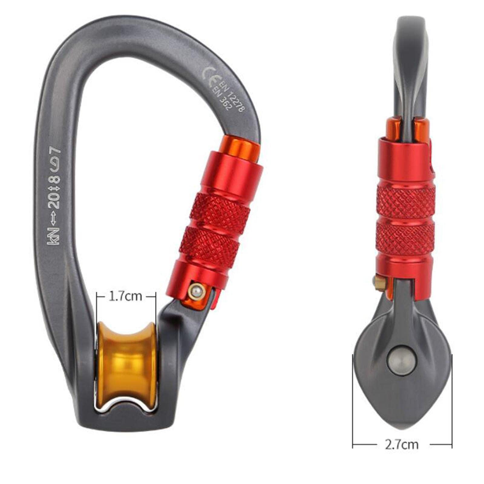 Mosquetón de Escalada con Cierre de, Llavero, Accesorio para Bolsa, Gancho, Cierre de Tornillo de Liberación Rápida, Aleación de Aluminio, a