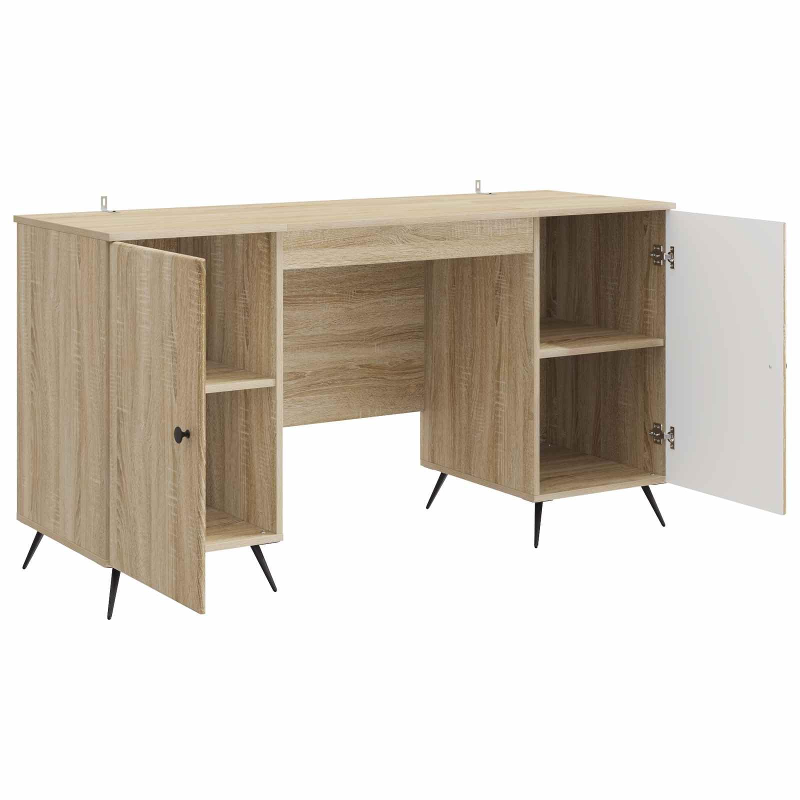 Scrivania Rovere Sonoma in legno ingegnerizzato 142,5 x 50 x 75 cm con cassetto e ripiani, postazione lavoro versatile per ufficio, studio, smartworking e gaming a casa