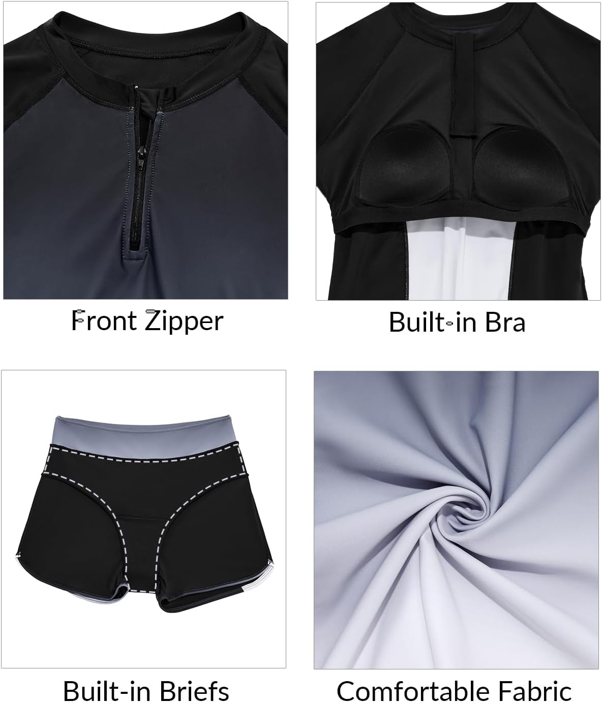 Women Long Sleeve Rash Guard - Two Piece Swimsuit with Shorts UPF 50+ Bathing Suit Built in Bra Surf Swim Shirt - Image 4