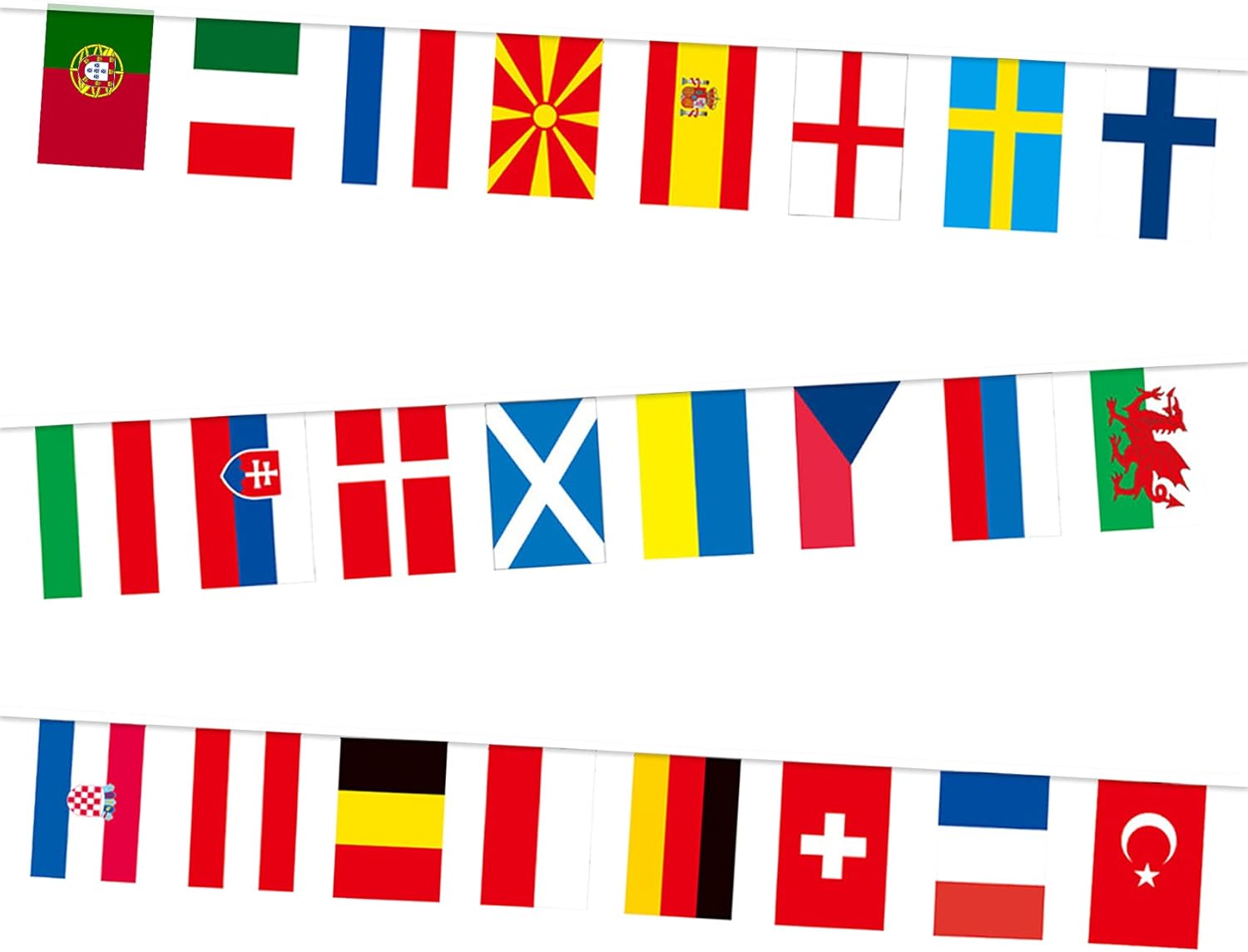 JeoPoom Banderas de Mundo, Banderitas Internacionales, 24 Participantes Banderas de La Eurocopa 2021, Decoración Guirnalda de Banderas para Bar Fiesta Jardin(14 cm x 21 cm)