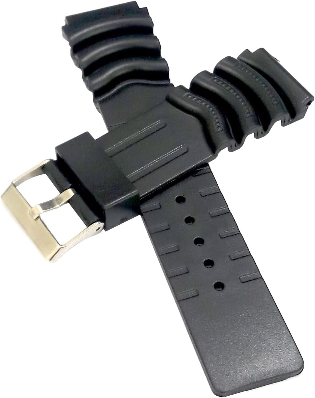 22mm PU Rubber Watch Band Strap Fits TI BRIDGE DUAL WINDER Black Pin Buckle-PB-333
