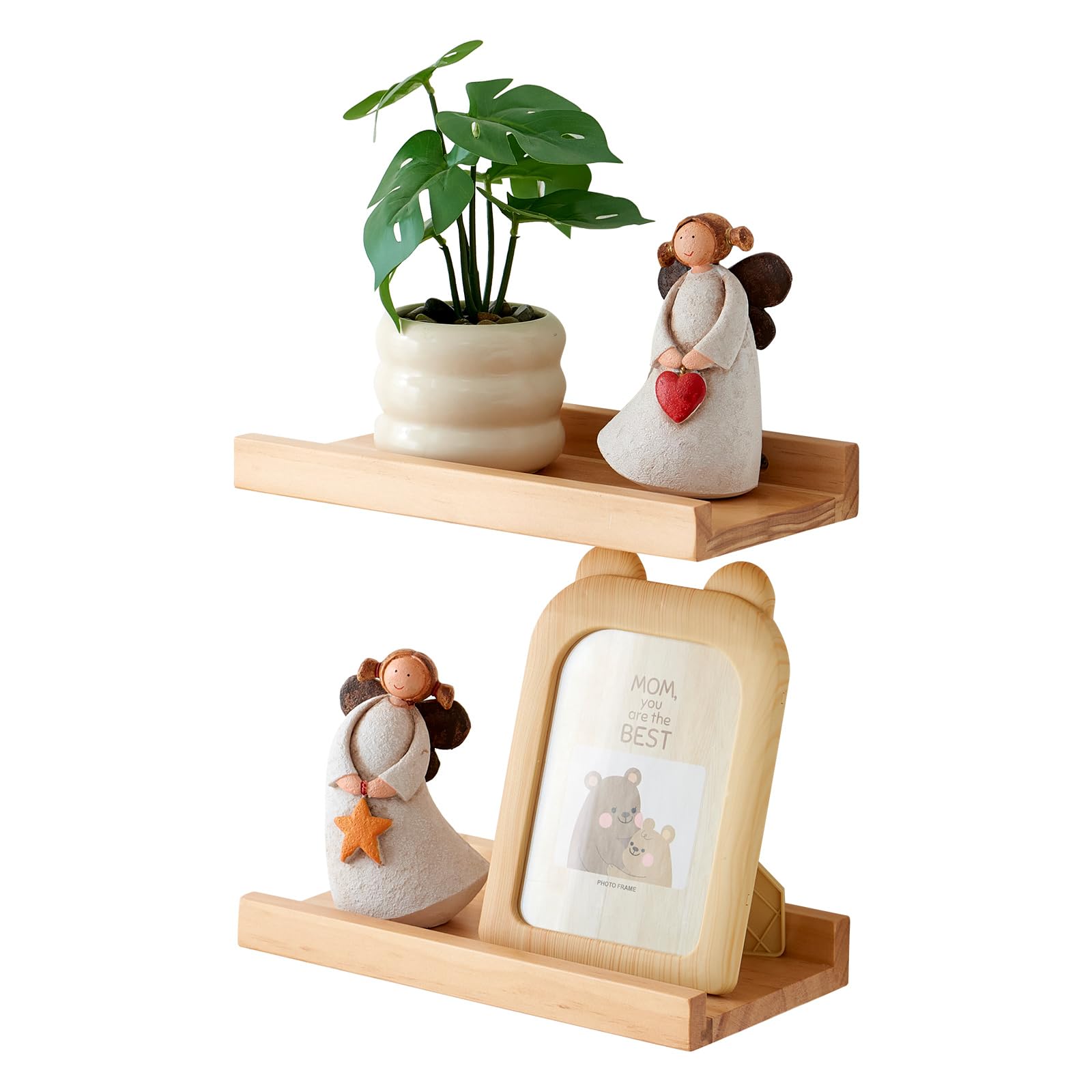 Rsuwiz Wood Floating Shelves Set of 2 Pine Wood Wall Shelf 12 inches, Floating Shelf for Wall Mounted - Upgrade Width 5.85