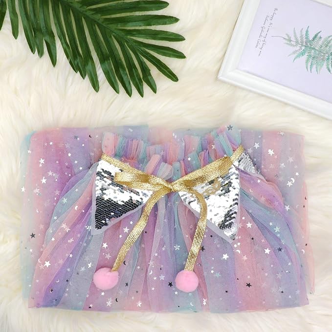 Image of Princess Cape for Girls - Colorful Sequin Cloak with Crown and Wand for Birthday, Halloween, Fancy Dress & Carnival