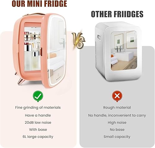Miniatura 4 de KFO Mini refrigerador de belleza rosa para el cuidado de la piel, 6 litros8 latas, refrigerador de maquillaje, seguro y silencioso, protege tus