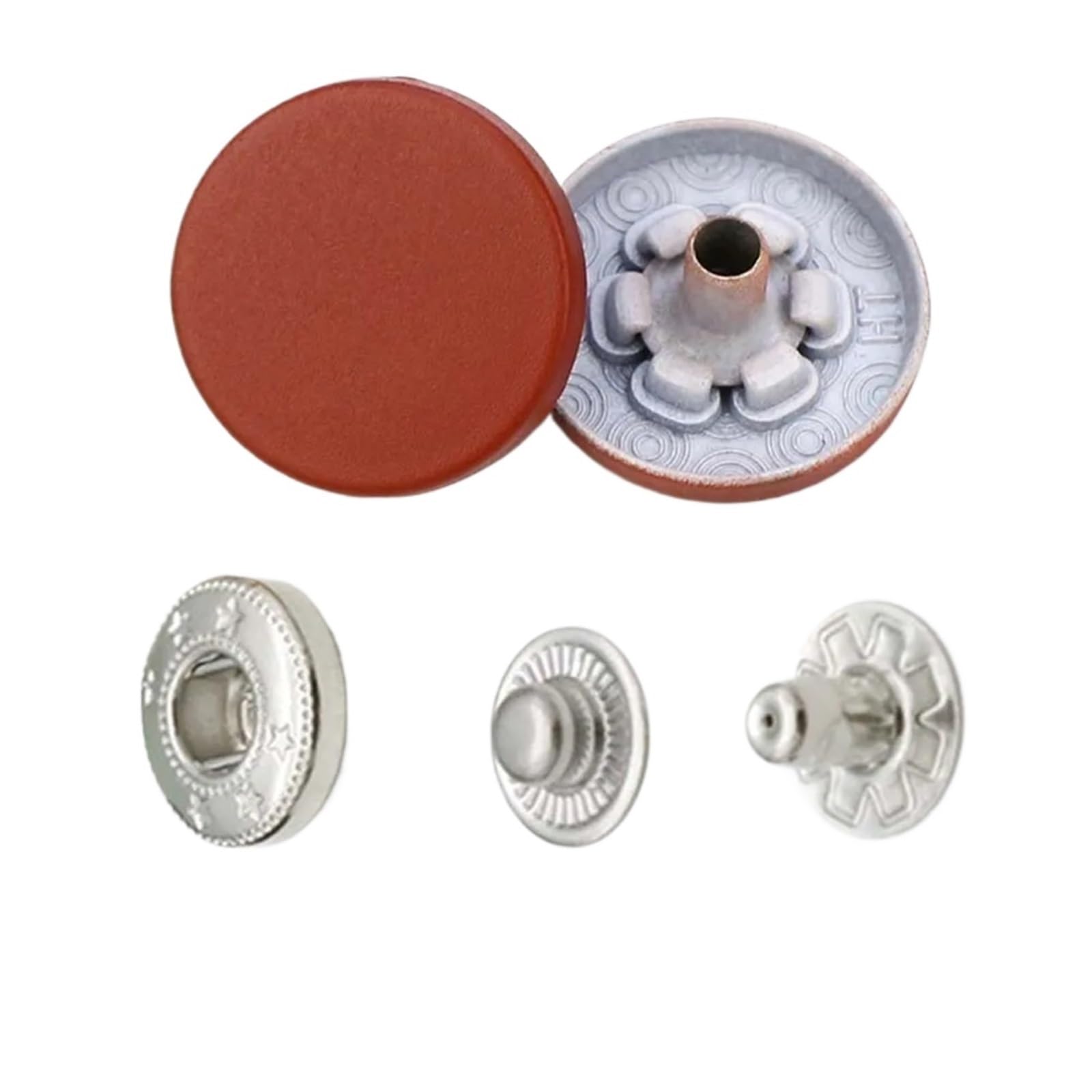 Xinglongs H126 Brick Red Snap Button Fastener Kit 120Pcs Metal Snaps Buttons 15Mm Copper Zinc Alloy For Sewing Clothes Bags