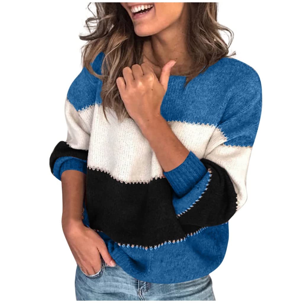 Womens Sweaters Cozy for Women Sweater Womens Pullover Autumn Clothes Knit Crew Long Knitted Clothing