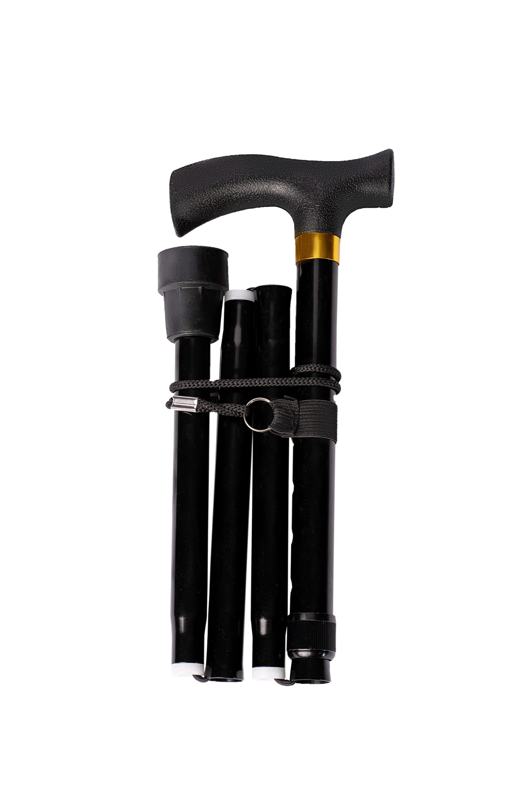Canne Béquille Marche Aluminium Pliable et Réglable en Hauteur 84-92cm, Couleur Noir Poignet Soft (657)