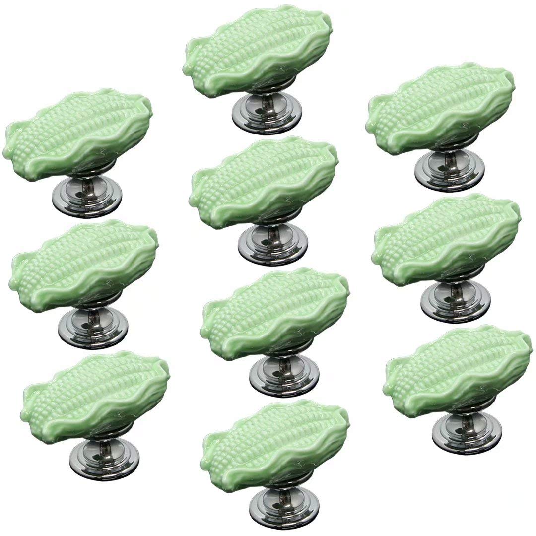 10 pomelli per armadietti in ceramica, maniglie per mobili da cucina, maniglie per cassetti, maniglie per porte e armadi, maniglie per cassetti, decorazioni per la casa (verde)