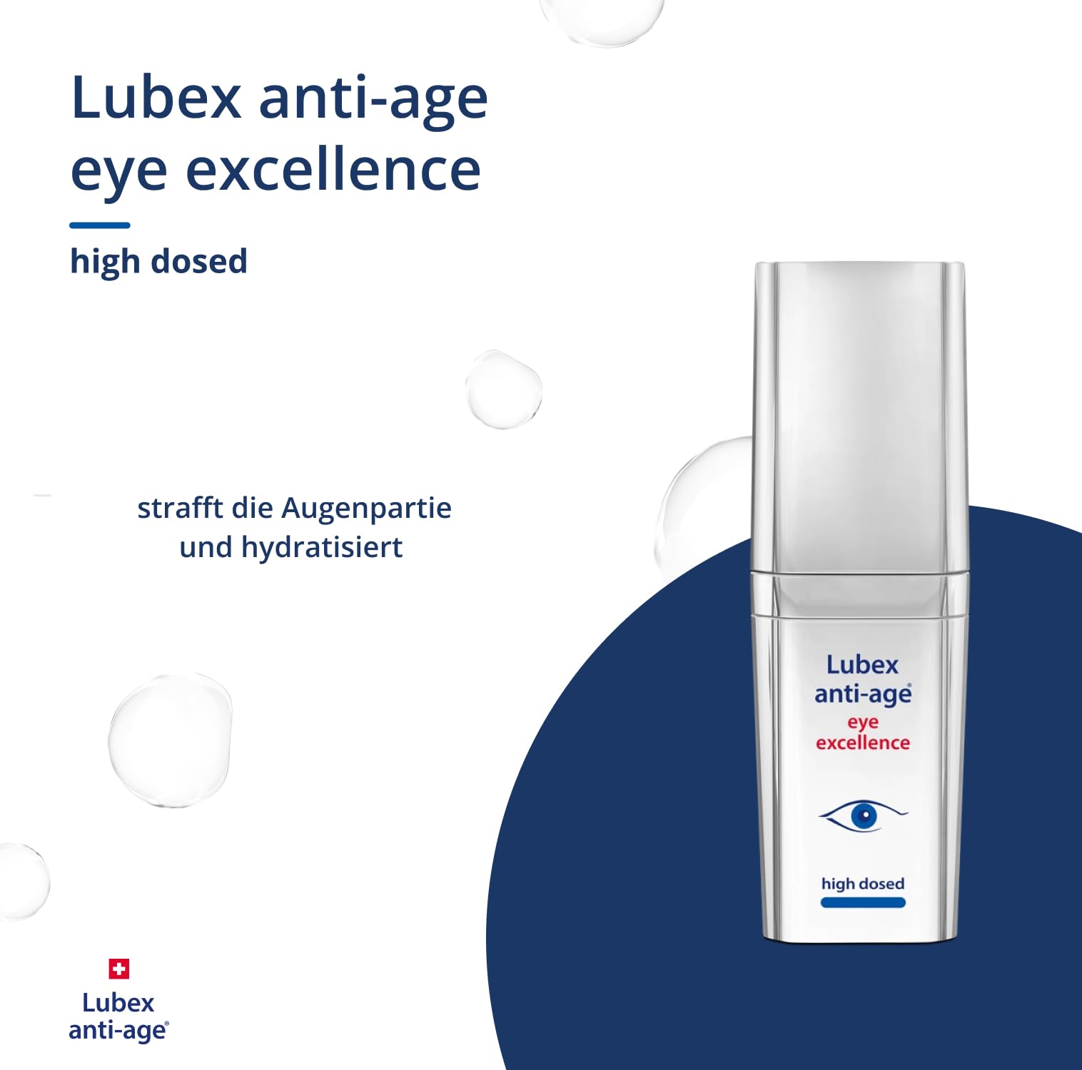 eye excellence high dosed – Nachtpflegecreme für die Augen, strafft die Augenpartie und hydratisiert, hergestellt in der Schweiz, 15ml