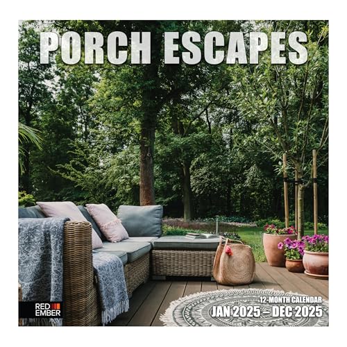 Image of RED EMBER Porch Escapes 2025 Wall Calendar 12 Month | 12 inch x 24 inch Open | Thick & Sturdy Paper | Giftable | Calendar 2025