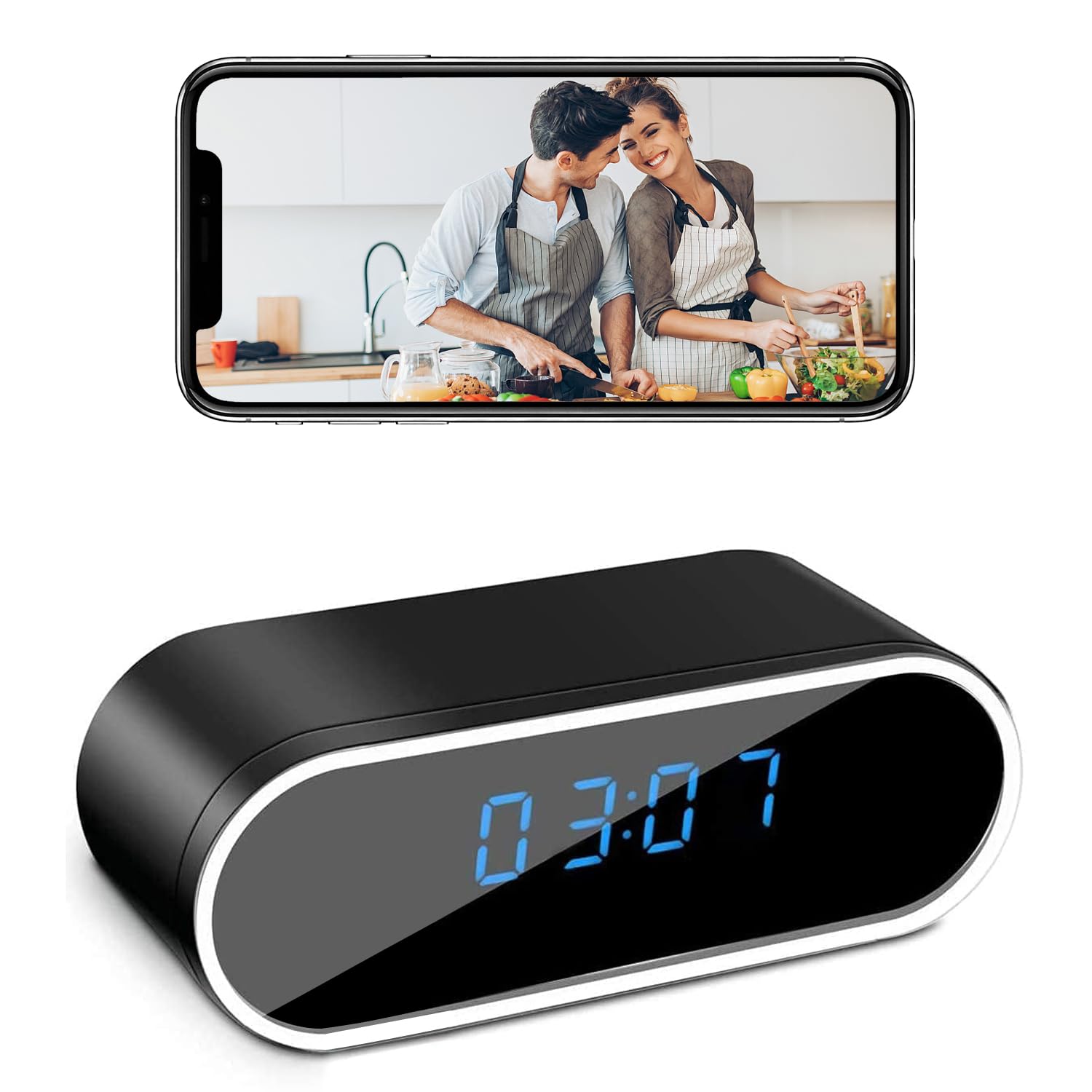 HD 1080P WiFi Camera Clock for Home Wireless Camera Office Indoor Surveillance Nanny Cam with Motion Detection Night