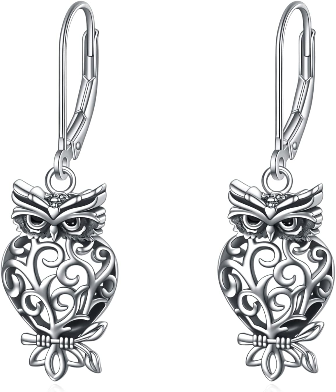 YAFEINI Owl Earrings for Women 925 Sterling Silver Dangle Leverback Bird Earrings Owl Jewelry for Women