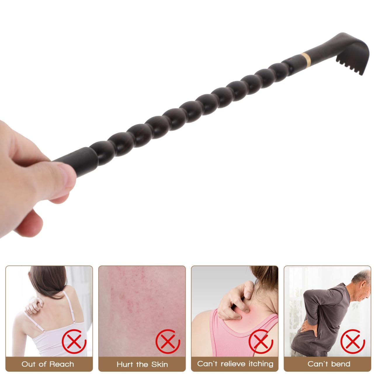 SHERCHPRY 3 Piezas cosquillas rascador de espalda herramienta masajistas largo rascador de cuerpo rascadores de espalda automasajeador de espalda raspador ébano Black