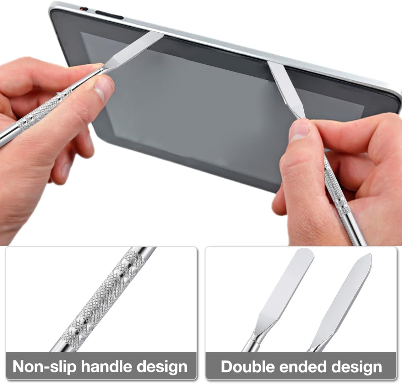 Alasum 2 Pcs Spudger Opening Repair Tools Thin Long Double-end Pry Bars Disassemble Hand Tools for Mobile Phone Tablet Laptop Computers, 17.5-0.5CM, Silver, Z2MFM5V592604L6Q113U0