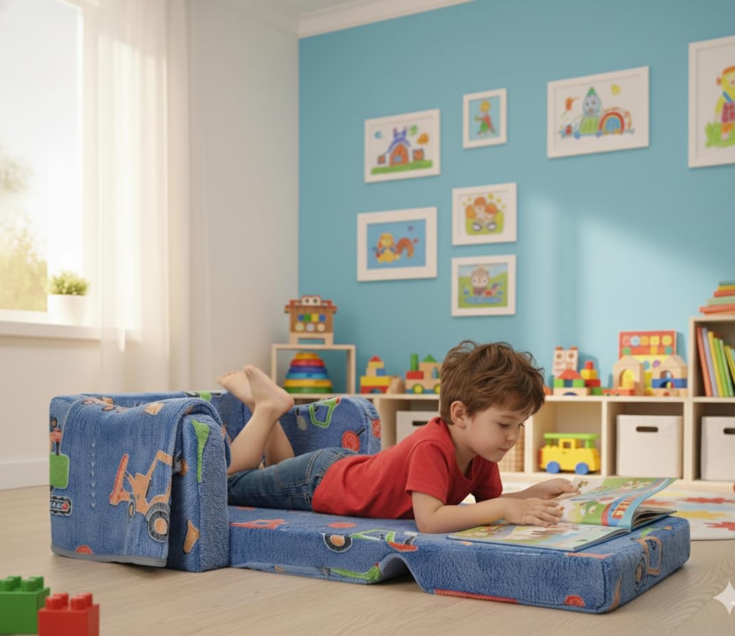 Convertible Sofa para Niños 2 en 1,Suave Cómoda Sofa con Manta para Niñas y Niños,Brilla en la Oscuridad Silla Plegable Niño para Dormitorio Sala de Juegos,Máquinas