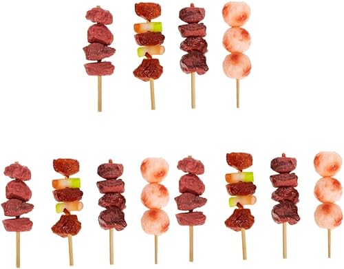 YARNOW 12 piezas Kebab Carne de res resistente al desgaste, parrilla falsa asada, accesorios educativos, modelo de juguetes de comida para niños,