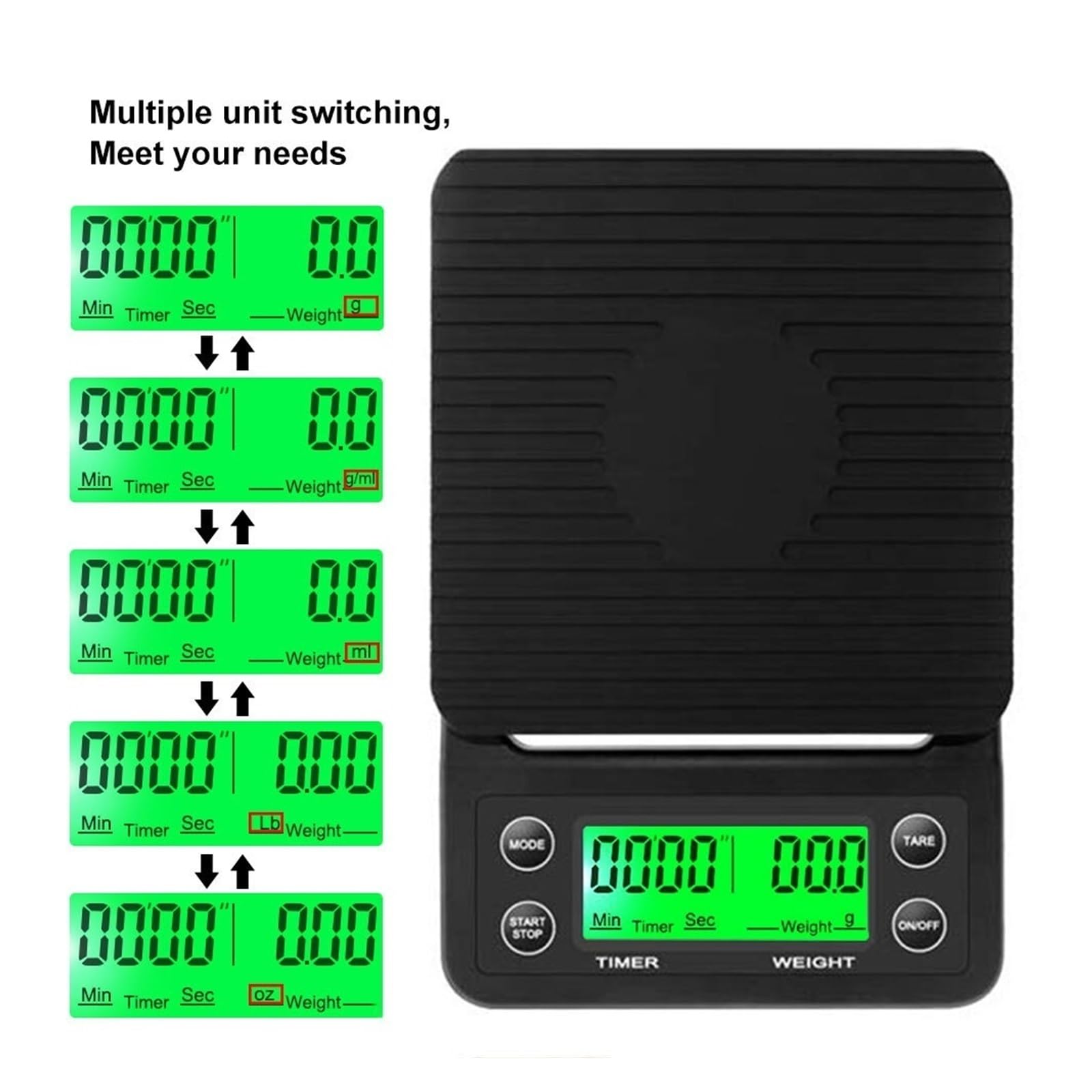 5 kg LCD Elektroniczna waga przelewowa do kawy z timerem Przenośna cyfrowa waga kuchenna Wysokiej precyzji narzędzie pomiarowe Elektroniczna waga(