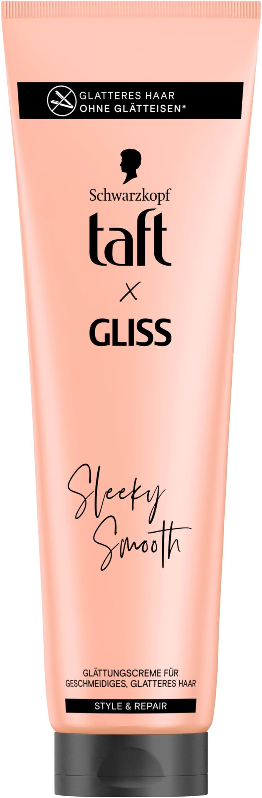 Taft x Gliss krem wygładzający Sleeky Smooth (4 x 150 ml), krem do stylizacji dla prostych włosów bez prostownicy, z dodatkową ochroną przed suszarką i przeciw puszeniu się