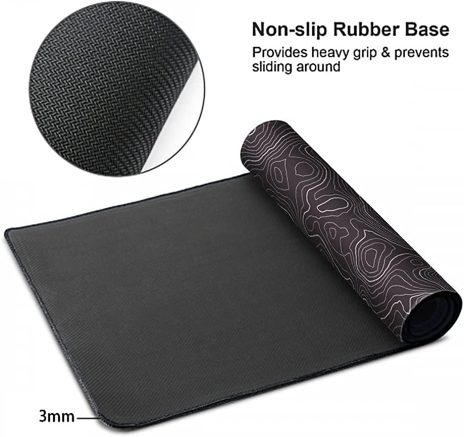 keepcute Topographic Desk Mat, Non-Slip Gaming Mouse Pad, 35.4 x 15.7 in