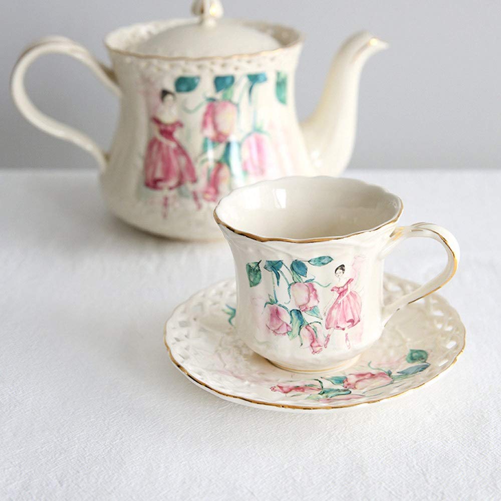 Ceramiczny zestaw filiżanek i spodków do kawy wielokrotnego użytku o pojemności 200 ml, 6,76 uncji Śliczne popołudniowe filiżanki do espresso Kubki na mleko Kubki na koktajle z uchwytem Napoje