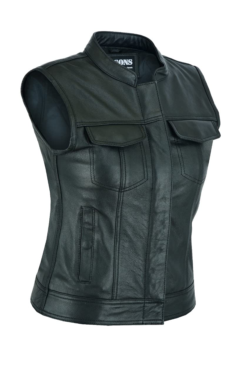 Gilet da Motociclista in Pelle Stile Club SOA da Donna