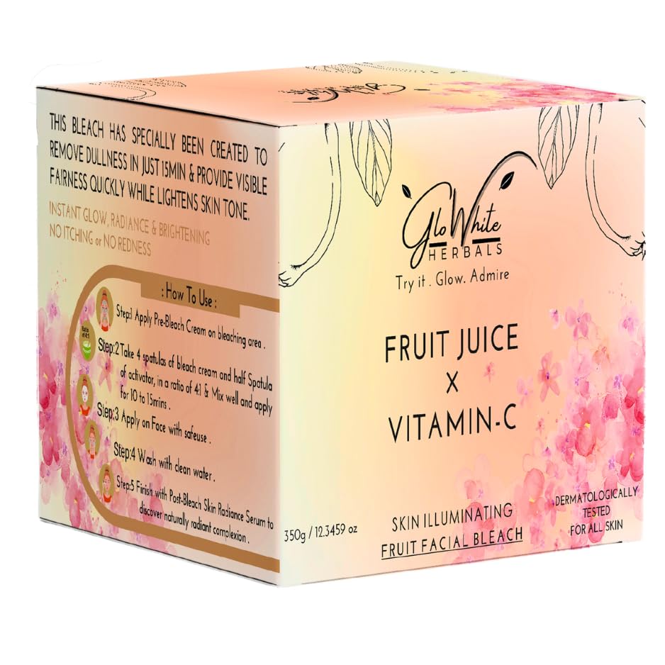 Vitamin-C Fruit Bleach For Glowing Skin For Face With Pre-Bleach Cream & Post-Bleach Serum, Suitable for Men and Women, 380g