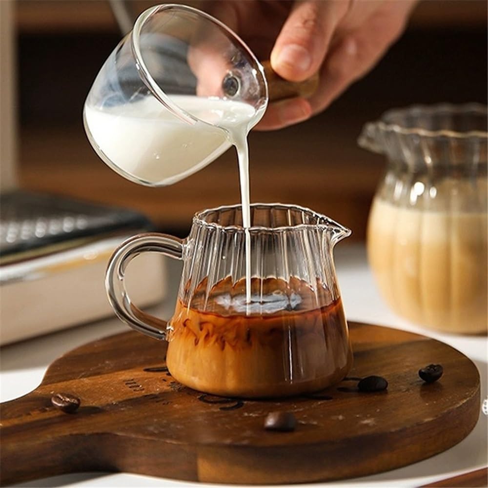 Gravy Boat 150ml Striped Coffee Milk Pitcher with Handle Clear Transparent Gravy Boat Gravy Boat Stands