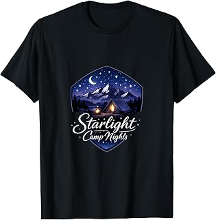 Starlight Camp Nights Mountain Badge Graphic T-Shirt