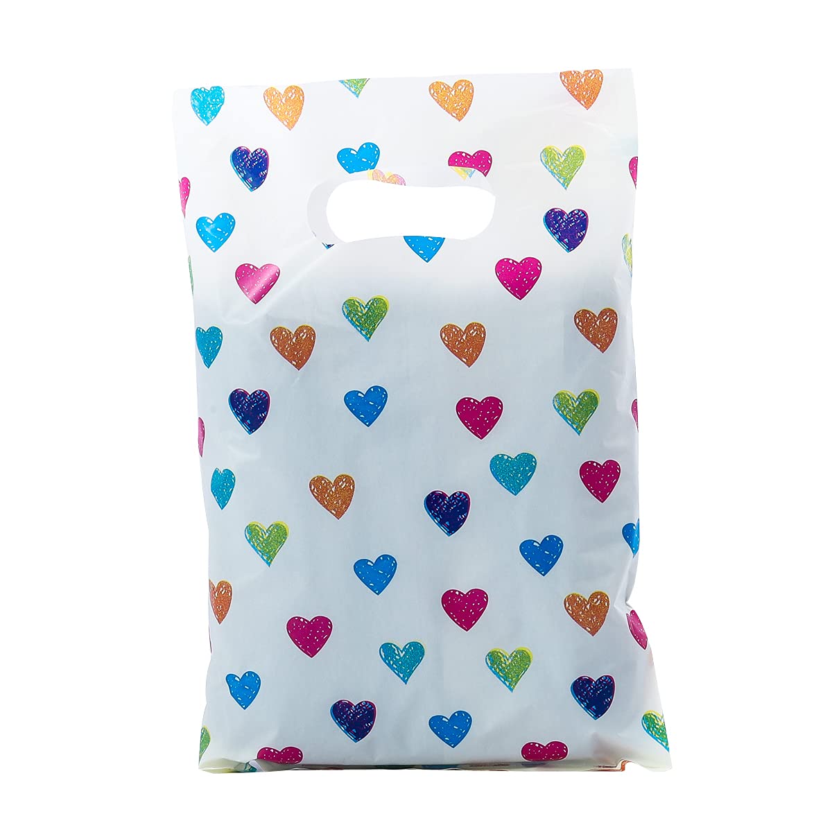 ysmileysmile Small Plastic Shopping Bag with Handle for Small Business Retail Bag, 100 ct 5.9"x7.8" - Love Heart