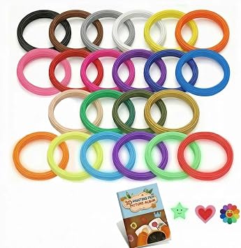 3D Pen Filament Refills 22 Colors Including 6 Glow in The Dark, 16 Feet Per Color Total 352 Feet 1.75mm PLA 3D Printing Filament Refills, Works with SCRIB3D/MYNT3D Pens