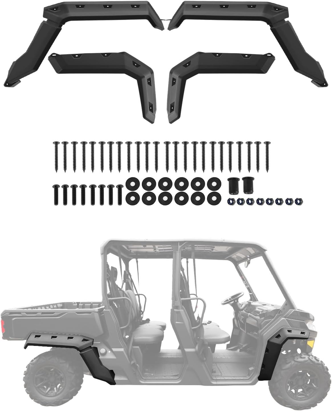 Fender Flares for Can Am Defender, Extended Front Rear Mud Flaps Kit UTV Mud Guards Extension for Can Am Defender HD5 HD8 HD10 MAX 2016-2025 Accessories Replace #715006821 715002424 715006822