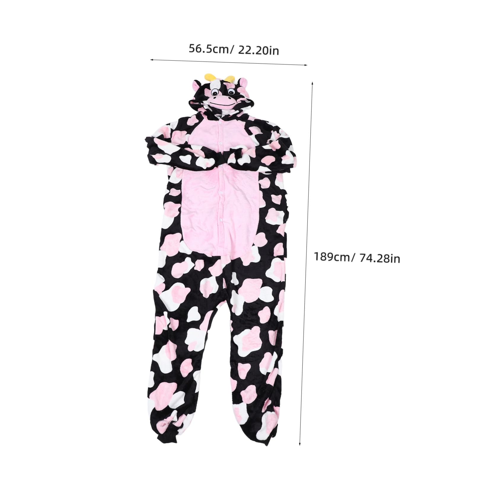 Pijama Entero Unisex de Vaca de Peluche Diseño Grueso para Invierno Ropa de Dormir de Franela Disfraz Animal para y Halloween XL