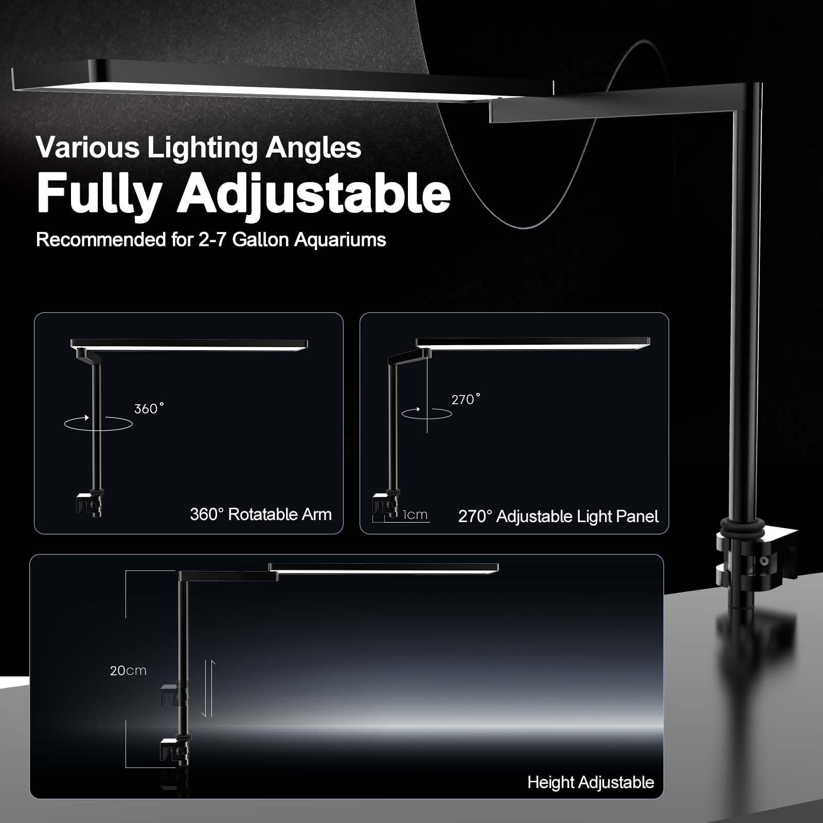 FZONE SOLO Serie Nano Aquarium LED Beleuchtung, Vollspektrum, Dimmbar, App-gesteuert, mit Timer, für Süßwasser- & Pflanzenaquarien