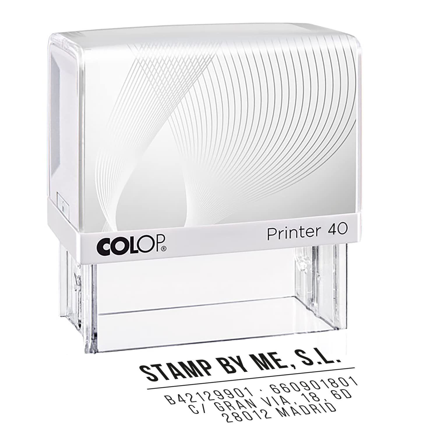 Stamp by Me | Sello de Caucho Personalizado Elegante | Título + Linea Horizontal + Cuerpo | Sello Autoenintable Personalizado | Rectangular (58x22mm)