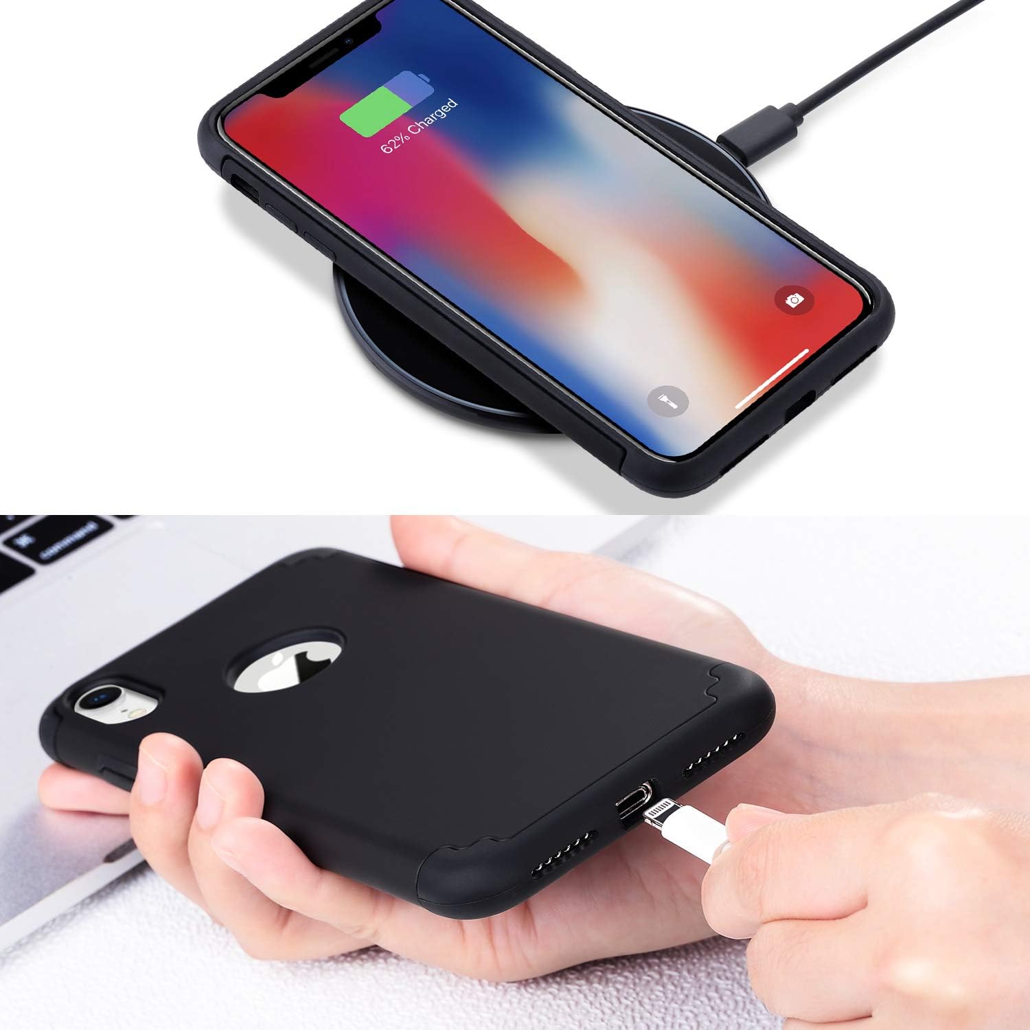 ULAK iPhone XR Case, Slim Fit Dual Layer Hybrid Hard PC Back Cover with Shock Absorption Soft Silicone Interior Anti Scratch Protective Case for iPhone XR 6.1 inch, Black