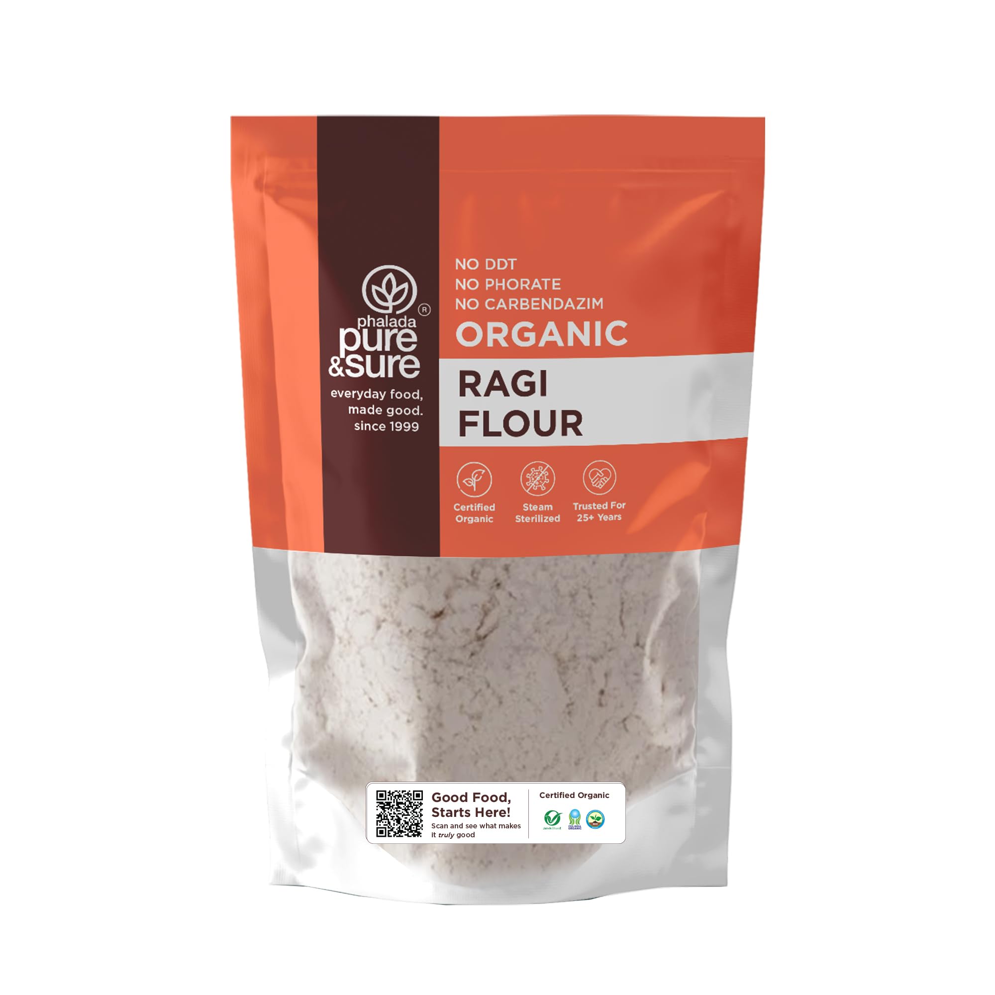 Pure & Sure Organic Ragi Flour | Organic Gluten Free Flour | Vegan Flour, Non-GMO, No Preservative, No Trans Fats | 1kg