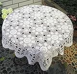 Damanni White Cotton Handmade Crochet Lace Tablecloth Doilies Table Overlay,Square,31 Inch by 31 Inch